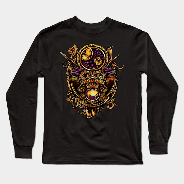 COSMIC SKULL Long Sleeve T-Shirt by lestercamacho